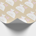 Wedding Gown Pink 'Bridal Shower' beige Wrapping Paper<br><div class="desc">Pretty bridal themed wrapping paper in shades of pink featuring a stylised wedding gown and flowers on a beige colour-change background. A customisable design for you to personalise with your own text,  pictures and ideas.</div>