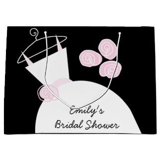 Wedding Gown Pink Bridal Shower black large Gift Bag