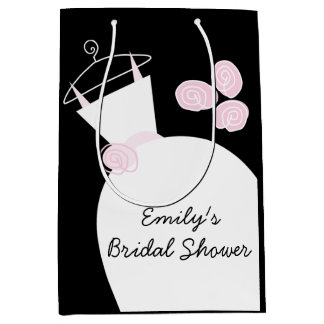 Wedding Gown Pink Bridal Shower black medium Gift Bag