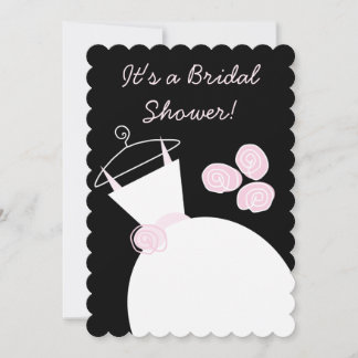 Wedding Gown Pink bridal shower black pastel Invitation