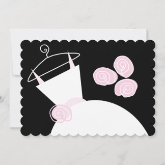 Wedding Gown Pink bridal shower black pastel Invitation