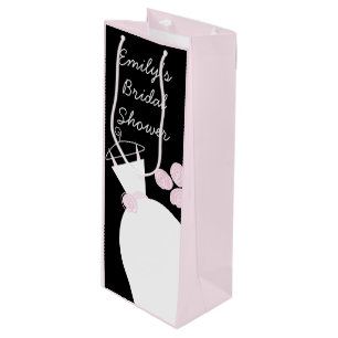 Wedding Gown Pink Bridal Shower black pastel wine Gift Bag
