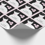 Wedding Gown Pink 'Bridal Shower' black pastel Wrapping Paper<br><div class="desc">Pretty bridal themed wrapping paper in shades of pink featuring a stylised wedding gown and flowers on a black background. A customisable design for you to personalise with your own text,  pictures and ideas.</div>