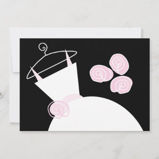 Wedding Gown Pink bridal shower black pink Invitation