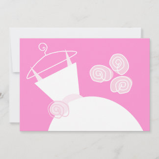 Wedding Gown Pink bridal shower horizontal Invitation