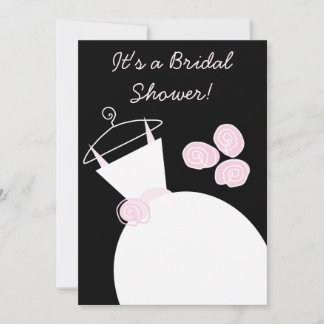 Wedding Gown Pink bridal shower invitation black