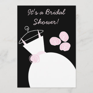Wedding Gown Pink bridal shower invitation black