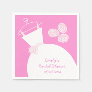 Wedding Gown Pink bridal shower 'Text' Napkin