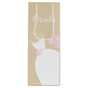 Wedding Gown Pink Bride beige gift bag wine