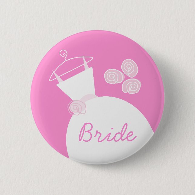 Wedding Gown Pink 'Bride' button (Front)