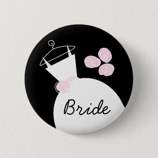 Wedding Gown Pink 'Bride' button black