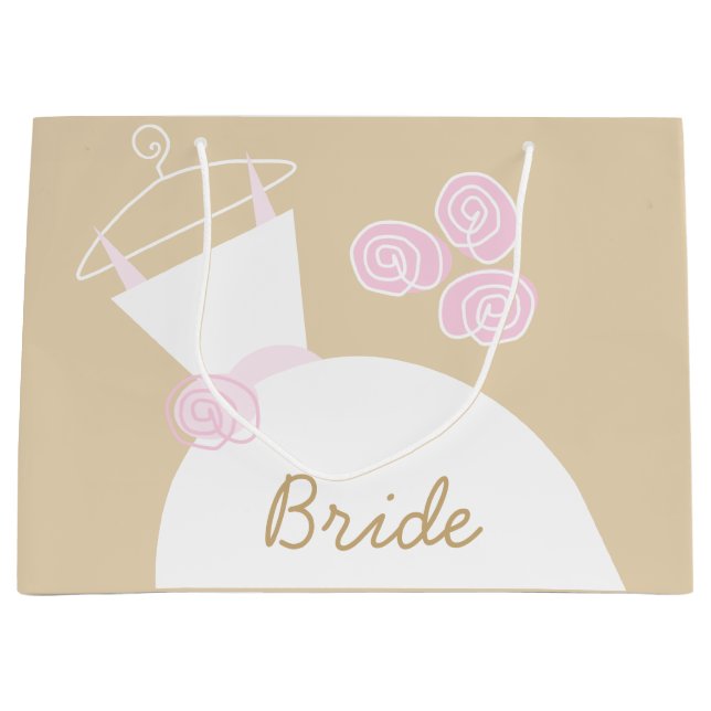 Wedding Gown Pink Bride gift bag large (Front)