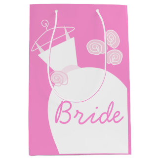 Wedding Gown Pink Bride gift bag medium