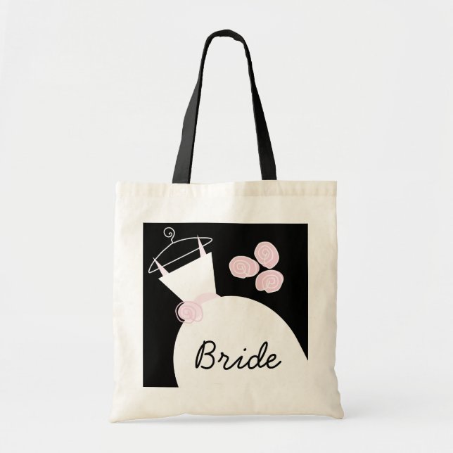 Wedding Gown Pink 'Bride' tote bag black (Front)