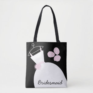Wedding Gown Pink Bridesmaid all over black Tote Bag