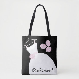Wedding Gown Pink Bridesmaid all over black Tote Bag