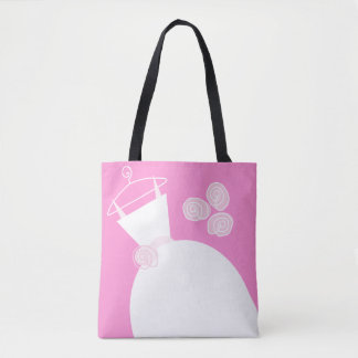Wedding Gown Pink Bridesmaid back text Tote Bag