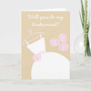 Wedding Gown Pink 'Bridesmaid' beige front text Invitation