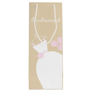 Wedding Gown Pink Bridesmaid beige gift bag wine