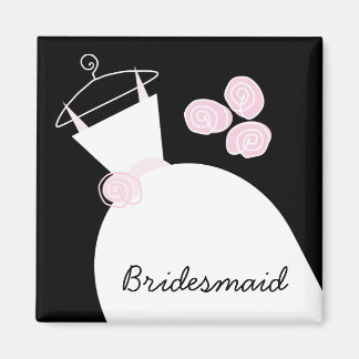 Wedding Gown Pink 'Bridesmaid' black Magnet