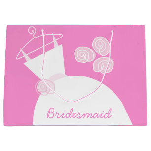 Wedding Gown Pink Bridesmaid large Gift Bag