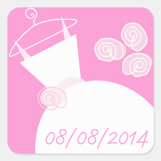 Wedding Gown Pink 'Date' sticker square (Front)