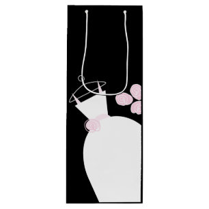 Wedding Gown Pink gift bag black wine