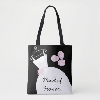 Wedding Gown Pink Maid of Honour all over black Tote Bag