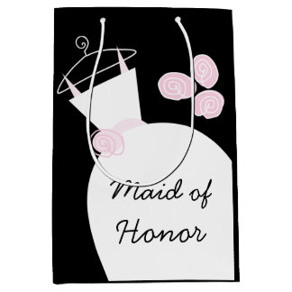 Wedding Gown Pink Maid of Honour black medium Gift Bag