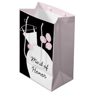 Wedding Gown Pink Maid of Honour black pastel med Medium Gift Bag