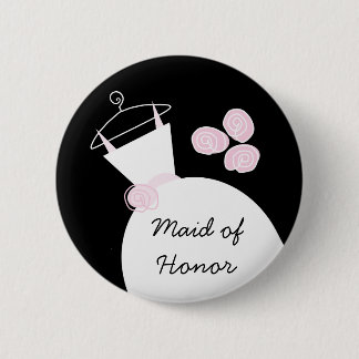 Wedding Gown Pink 'Maid of Honour' button black