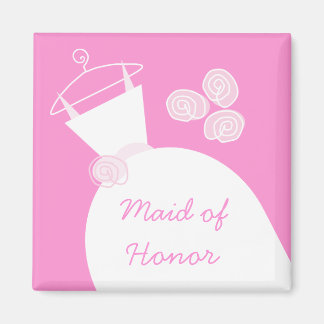 Wedding Gown Pink 'Maid of Honour' fridge magnet