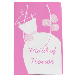 Wedding Gown Pink Maid of Honour medium Gift Bag