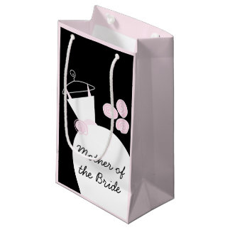 Wedding Gown Pink Mother Bride black pastel small Gift Bag