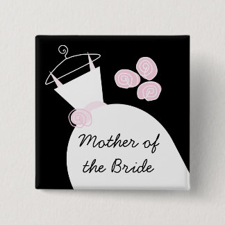 Wedding Gown Pink Mother of the Bride black square 15 Cm Square Badge