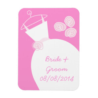 Wedding Gown Pink 'Names and Date' Magnet