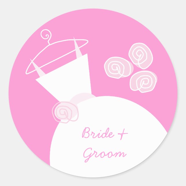 Wedding Gown Pink 'Names' sticker round (Front)