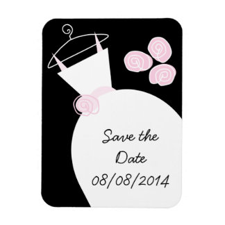 Wedding Gown Pink 'Save the Date' black Magnet