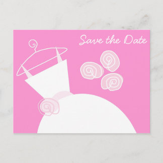 Wedding Gown Pink Save the Date horizontal Announcement Postcard