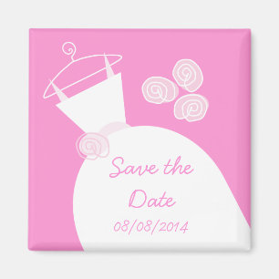 Wedding Gown Pink 'Save the date' Magnet