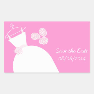 Wedding Gown Pink 'Save the Date' rectangle Rectangular Sticker