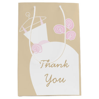 Wedding Gown Pink Thank You beige medium gift bag