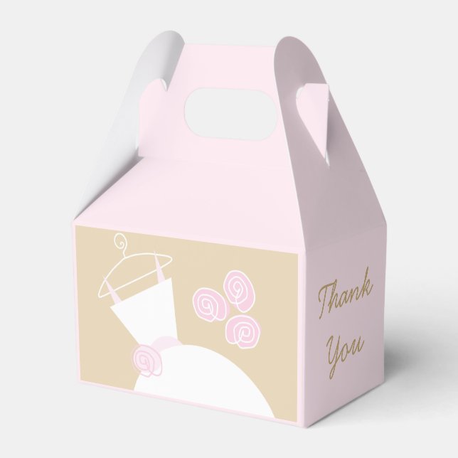 Wedding Gown Pink 'Thank You' black gable Favour B Favour Box (Front Side)