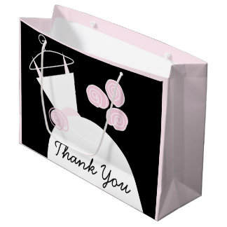 Wedding Gown Pink Thank You black pastel large Gift Bag