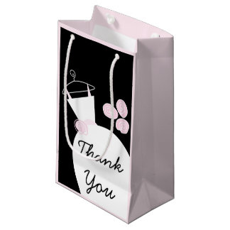 Wedding Gown Pink Thank You black pastel small Gift Bag