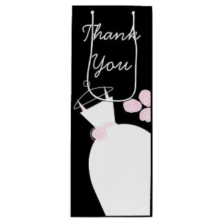 Wedding Gown Pink Thank You black wine Gift Bag