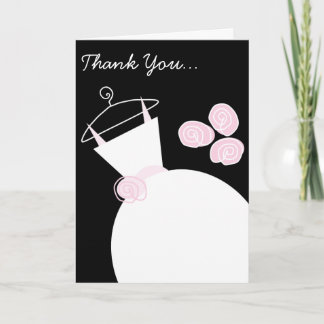 Wedding Gown Pink 'Thank You Bridesmaid' black Thank You Card