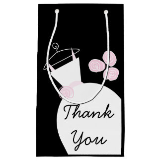 Wedding Gown Pink Thank You gift bag black