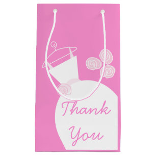 Wedding Gown Pink Thank You small Gift Bag