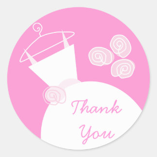 Wedding Gown Pink 'Thank You' sticker round